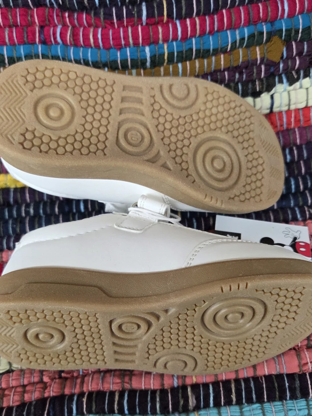 Disney Toddler Sneakers White Silver with Tan Sole